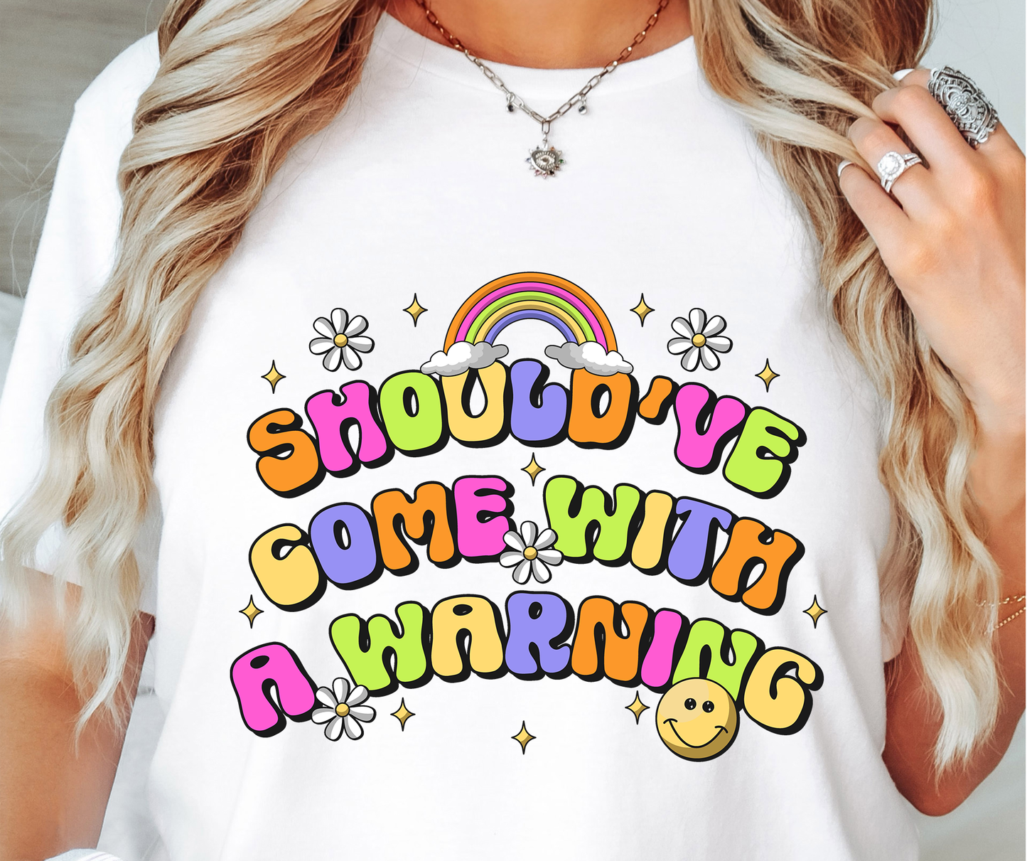 Should've Come With A Warning T-shirt PNG Design,  Sublimation Tee Motivational Digital Download PNG File, Commercial Use