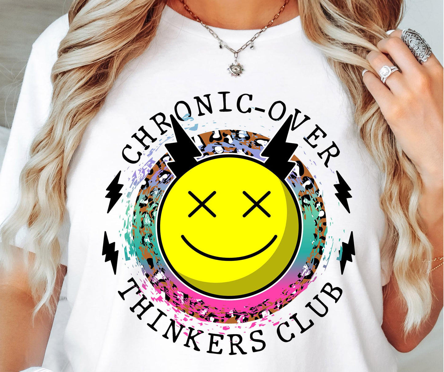 Chronic overthinkers club T-shirt Sublimation Png Design, Inspirational Quote Png, Retro Groovy Flower, Motivational Png, Positive Quotes, Self Love Png