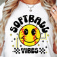 Sublimation PNG Sublimation PNG - Softball Vibes T-shirt Png Design, Retro Smile Sublimation, Groovy Vibes Digital Download PNG File, Commercial Use-Tumblerwrapdesigns