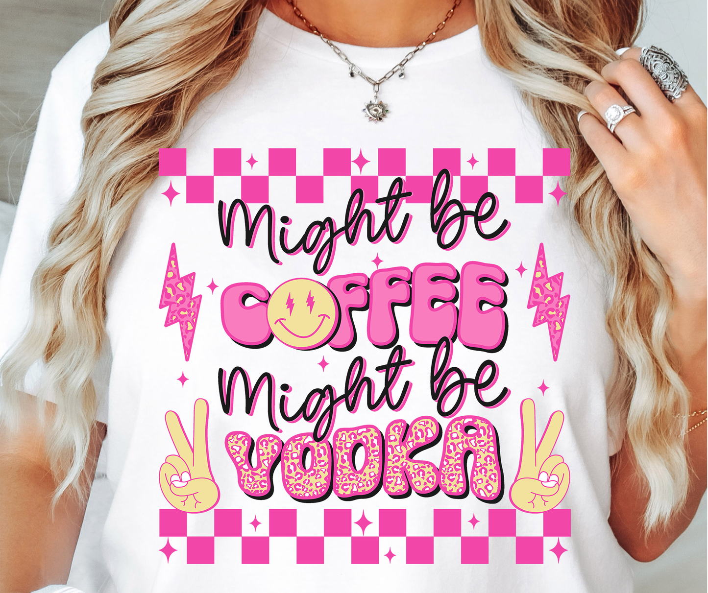 Might Be Coffee Vodka Mom Mama T-shirt PNG Design,  Sublimation Tee Motivational Digital Download PNG File, Commercial Use