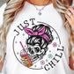 Sublimation PNG Sublimation PNG - Just Chill Skeleton T-shirt PNG Design, Sublimation Tee Motivational Digital Download PNG File, Commercial Use-Tumblerwrapdesigns