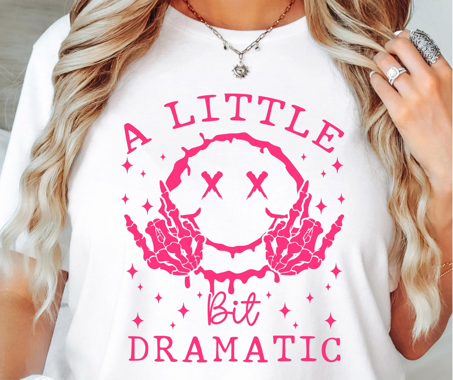 A little bit dramatiic T-shirt Png Design, Retro Smile Skeleton Sublimation, Groovy Gothic Digital Download PNG File,