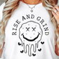 Sublimation PNG Sublimation PNG - Rise and Grind Dead Face EmojiT-shirt PNG Design, Sublimation Tee Motivational Digital Download PNG File, Commercial Use-Tumblerwrapdesigns