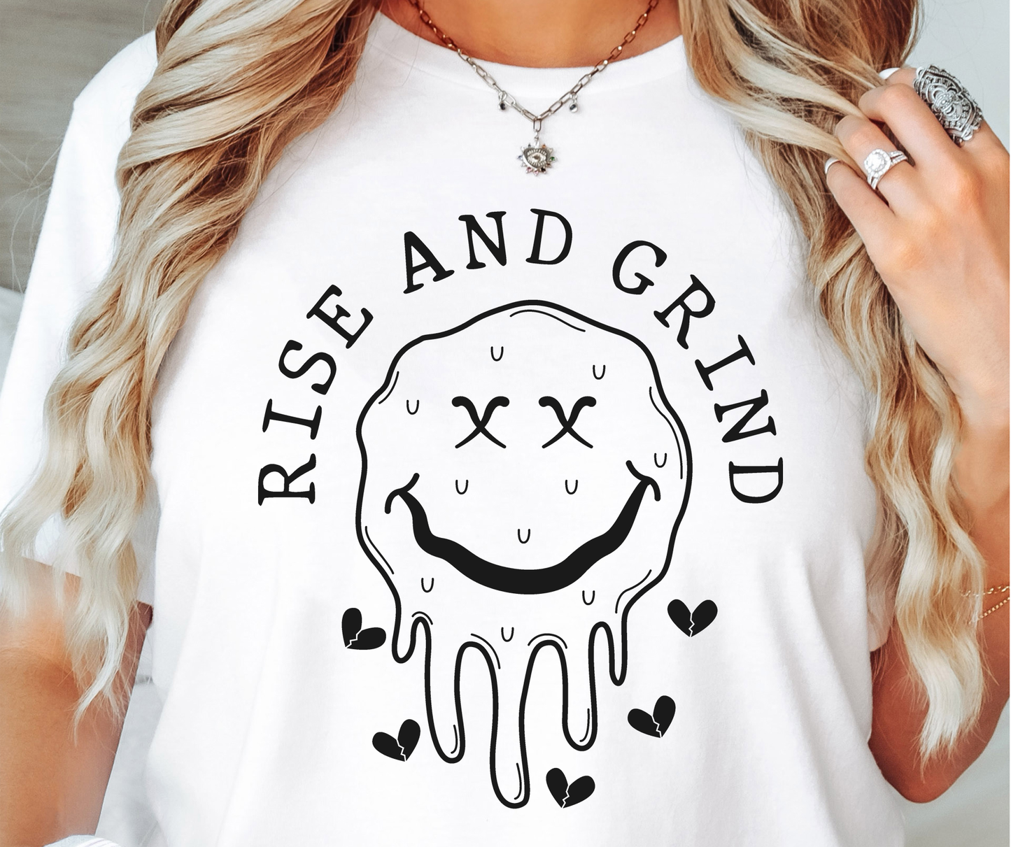 Rise and Grind Dead Face EmojiT-shirt PNG Design,  Sublimation Tee Motivational Digital Download PNG File, Commercial Use