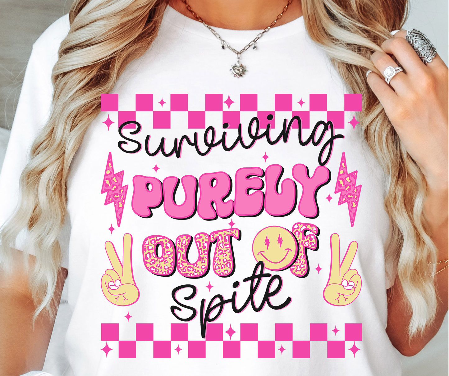 Surviving Purely Out Of Spite T-shirt PNG Design,  Sublimation Tee Motivational Digital Download PNG File, Commercial Use