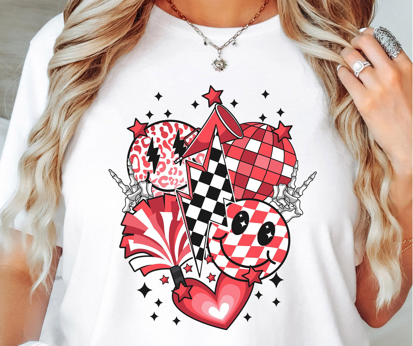 Cheerleader T-shirt Png Design, Retro Smile Sublimation, Groovy Vibes Digital Download PNG File, Commercial Use