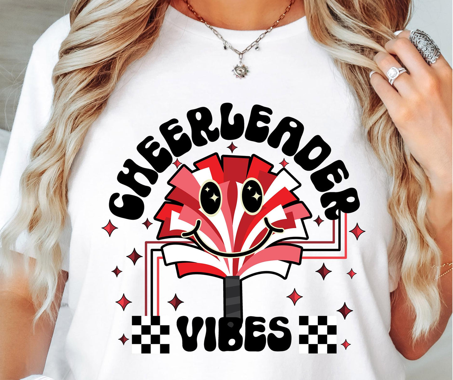 Cheerleader Vibes T-shirt Png Design, Retro Smile Sublimation, Groovy Vibes Digital Download PNG File, Commercial Use