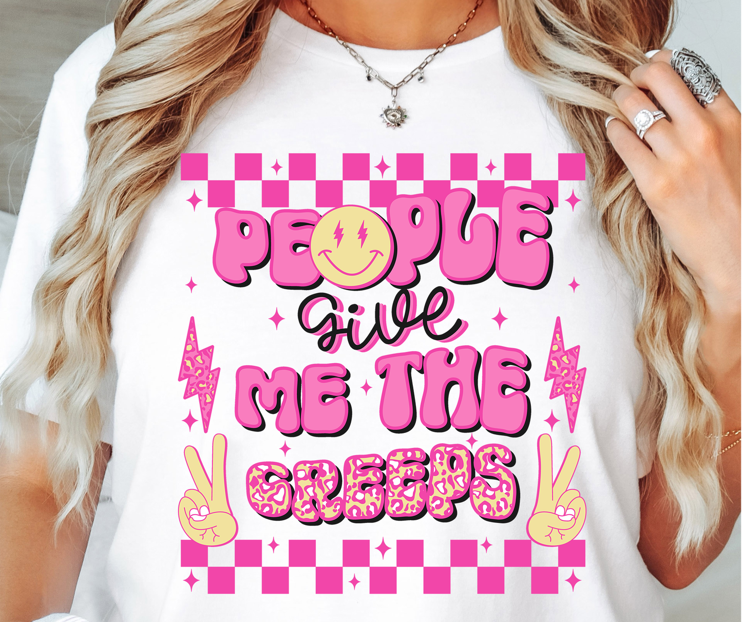 People Give Me The Creeps Rainbow Emoji T-shirt PNG Design,  Sublimation Tee Motivational Digital Download PNG File, Commercial Use