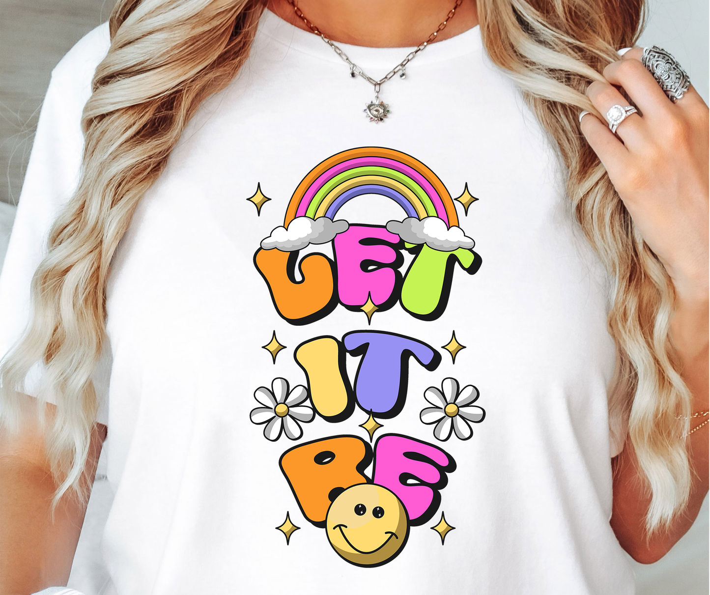 Let It Be Rainbow Emoji T-shirt PNG Design,  Sublimation Tee Motivational Digital Download PNG File, Commercial Use