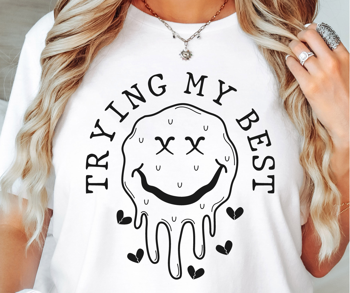 Trying My Best Dead Face Emoji T-shirt PNG Design,  Sublimation Tee Motivational Digital Download PNG File, Commercial Use