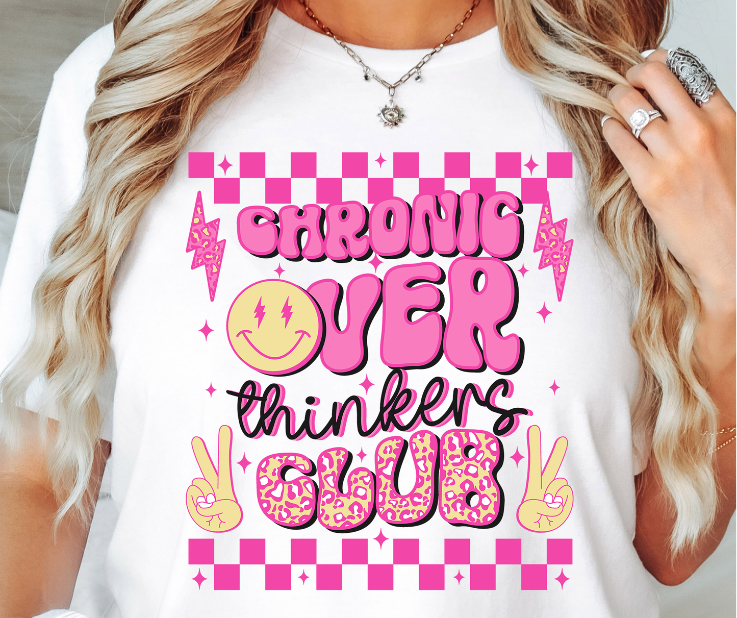 Chronic Overr Thinkers Club Rainbow T-shirt PNG Design,  Sublimation Tee Motivational Digital Download PNG File, Commercial Use