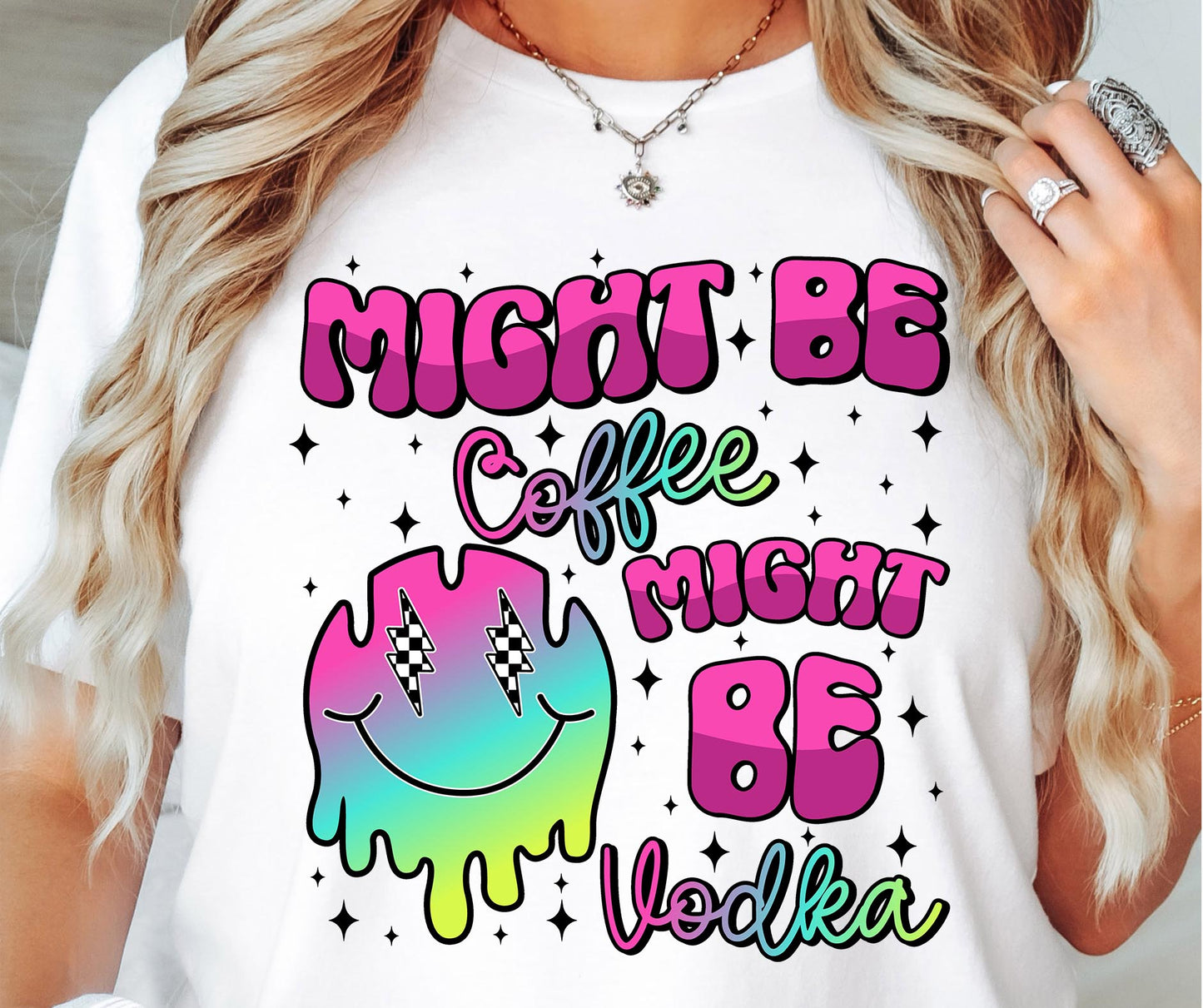 Might be Coffee Might Be Vodka T-shirt Png Design, Skeleton Floral Sublimation, Motivational Digital Download PNG File,