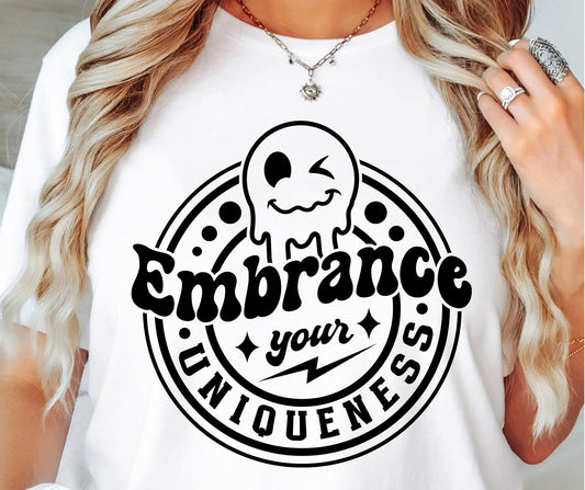 Embrace your uniqueness Svg Png, Sublimation Design, Smile Retro Png svg, Inspirational Png, Motivational Quote, Sublimation Design