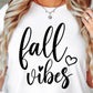 FALL Vibes  SVG and PNG, Retro Font T-shirt Design, Svg Files For Cricut, Silhouette, Digital Download (1)