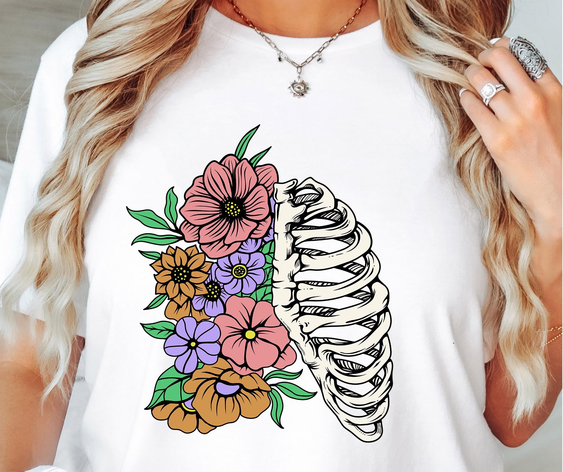 Sublimation PNG Sublimation PNG - Floral Rib Cage Boho T-shirt Png Design, Skeleton Floral Sublimation, Motivational Digital Download PNG File,-Tumblerwrapdesigns