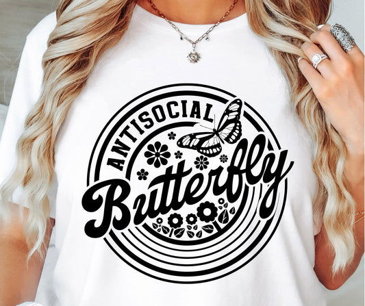 Anti social Butterfly Svg Png, Sublimation Design, Sassy Retro Png svg, Sarcastic Png, Funny Quote, Sublimation Design, shirt design