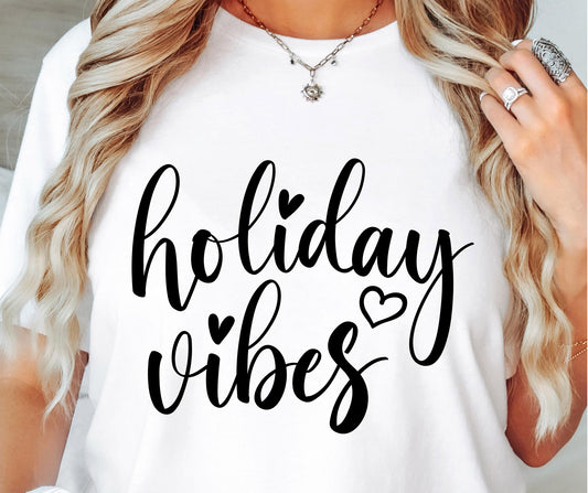 HOLIDAY Vibes  SVG and PNG, Retro Font T-shirt Design, Svg Files For Cricut, Silhouette, Digital Download (1)