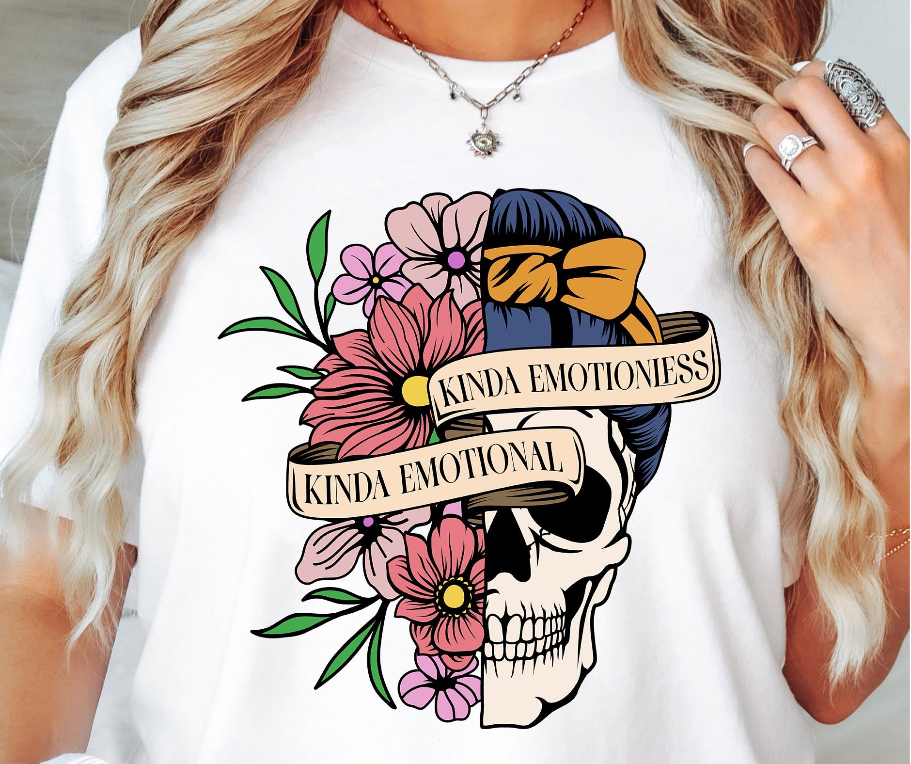 Sublimation PNG Sublimation PNG - Kinda Emotional Kinda Emotionless T-shirt Png Design, Skeleton Floral Sublimation, Motivational Digital Download PNG File,-Tumblerwrapdesigns