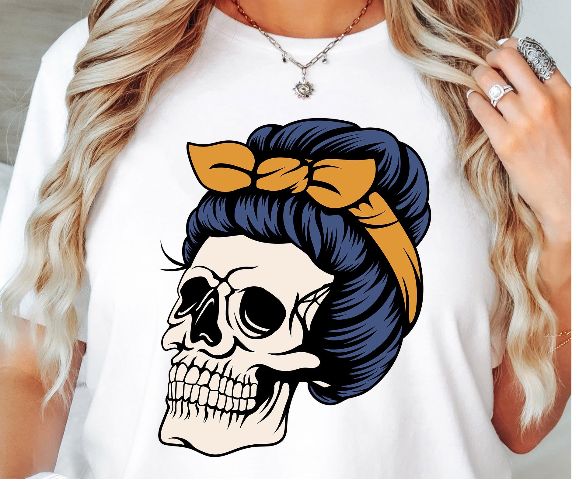 Sublimation PNG Sublimation PNG - Messy bun Mom Skull T-shirt Png Design, Skeleton Floral Sublimation, Motivational Digital Download PNG File,-Tumblerwrapdesigns