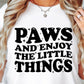 Paws and enjoy the little things wavy T-shirt Svg Png Design, Retro Groovy Sublimation, Dog Mom  Digital Download PNG File, Svg File, Commercial Use Matching Pocket Front Back