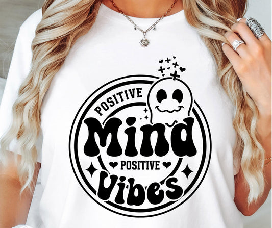 Positive Mind Positive Vibes Svg Png, Sublimation Design, Smile Retro Png svg, Inspirational Png, Motivational Quote, Sublimation Design