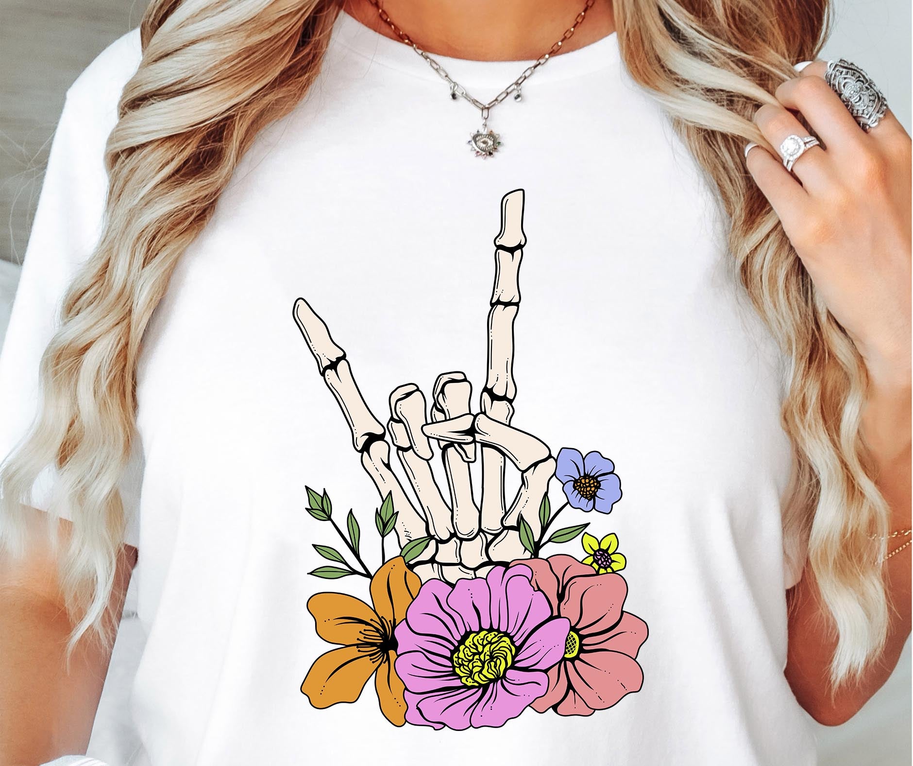 Sublimation PNG Sublimation PNG - Peace Skellie T-shirt Png Design, Skeleton Floral Sublimation, Motivational Digital Download PNG File,-Tumblerwrapdesigns