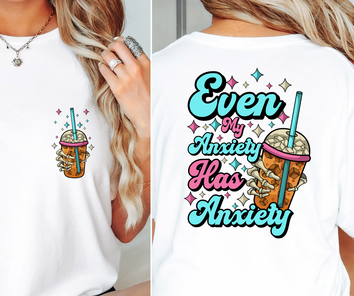 Even my anxiety has anxiety T-shirt Png Design, Retro Hippy Sublimation, Sassy Smile 90s Digital Download PNG File, Pocket design