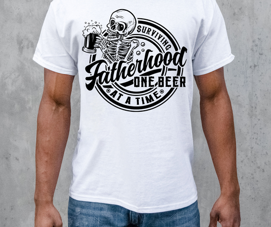 Fatherhood surviving one beer at a time SVG PNG, Fatherhood Png, Dad Svg, Skull Svg, Funny Png, Sarcastic Png