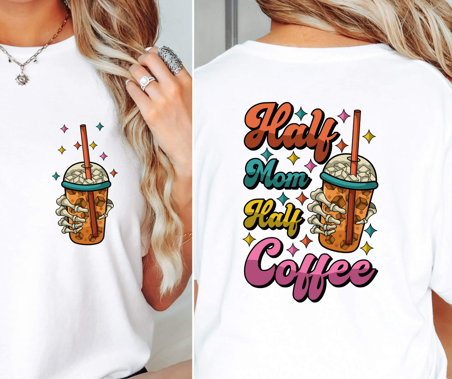 Sublimation PNG Sublimation PNG - Half Coffee Half Mom T-shirt Png Design, Retro Hippy Sublimation, Smile 90s Digital Download PNG File, Pocket design-Tumblerwrapdesigns