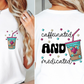 Sublimation PNG Sublimation PNG - Caffeinated and medicated T-shirt Png Design, Retro Hippy Sublimation, Sassy Smile 90s Digital Download PNG File, Pocket design-Tumblerwrapdesigns