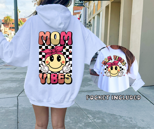 MOM VIBES  T-shirt Png Design, Retro Smile Sublimation, Groovy Checker Digital Download Png File,