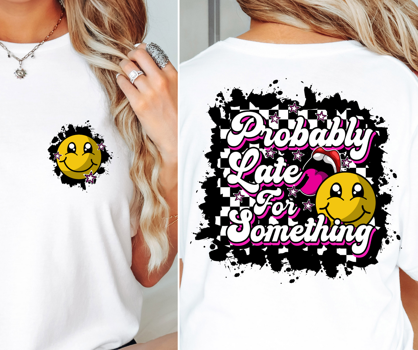 Probably Late for something T-shirt Png Design, Retro Hippy Sublimation, Smile 90s Digital Download PNG File, Pocket design