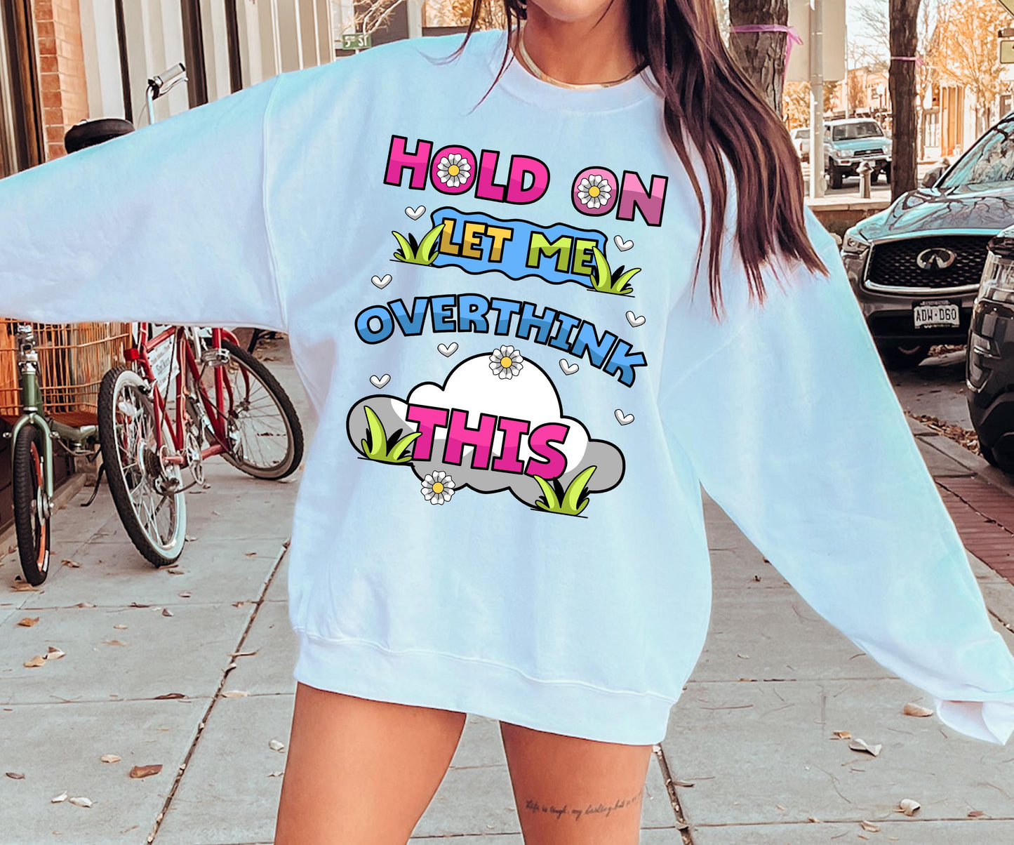 Hold on let me overthink this T-shirt Png Design, Retro Hippy Sublimation, Cute Digital Download PNG File, Commercial Use