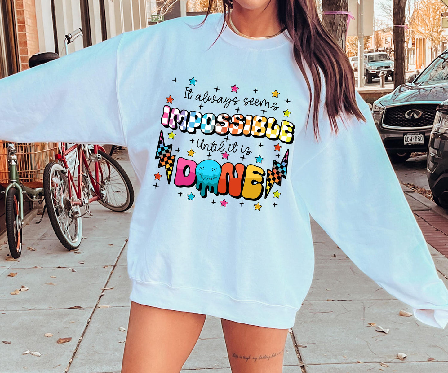 It seems imposibble until its done T-shirt Png Design, Retro Hippy Sublimation, Smile Digital Download PNG File, Commercial Use