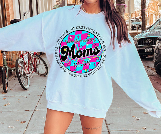 Overstimulated Moms Club T-shirt Png Design, Retro Hippy Sublimation, Funny Mental health Digital Download PNG File, Commercial Use