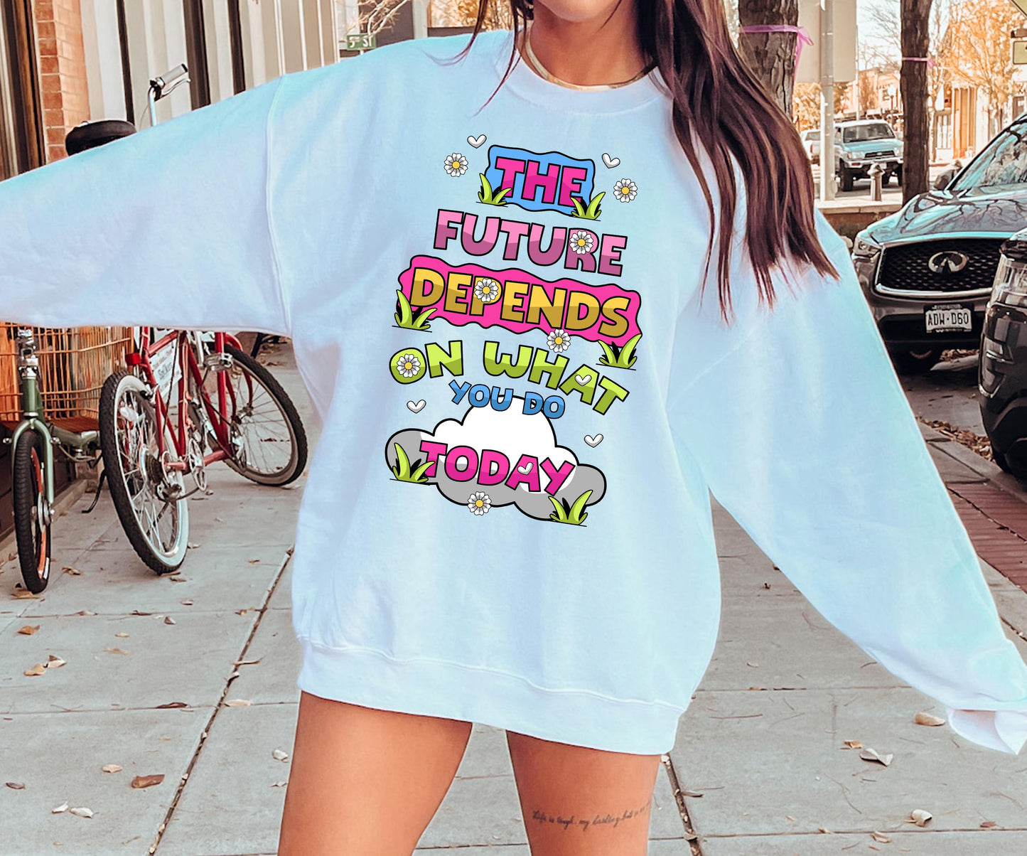 The future depends on what you do today  T-shirt Png Design, Retro Hippy Sublimation, motivational Digital Download PNG File, Commercial Use (1)