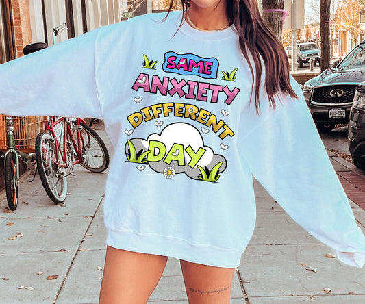 Same anxiety Different day T-shirt Png Design, Retro Hippy Sublimation, Mental health Digital Download PNG File, Commercial Use (1)