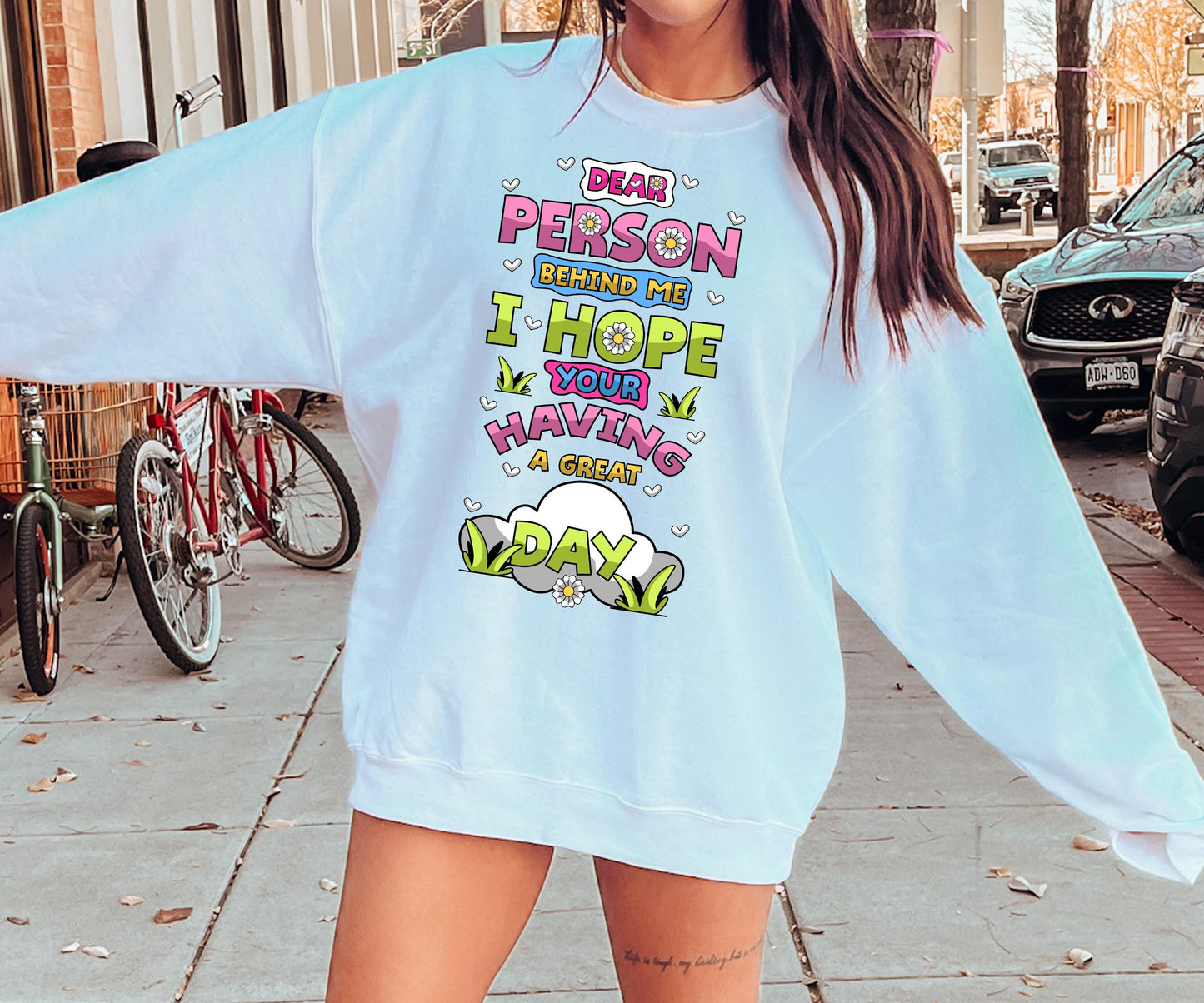 Dear person behind me, I hope your having a great day T-shirt Png Design, Retro Hippy Sublimation, Motivational Digital Download PNG File, Commercial Use (1)