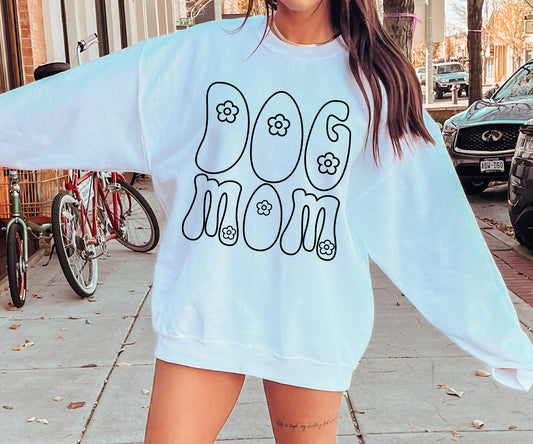 Flower Dog Mom T-shirt Svg Png Design, Retro Groovy Sublimation, Dog Mom  Digital Download PNG File, Svg File, Commercial Use Matching Pocket Front Back