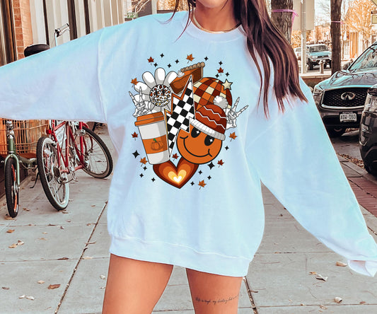 Fall Pumpkin T-shirt Png Design, Retro Smile Sublimation, Groovy Vibes Digital Download PNG File, Commercial Use