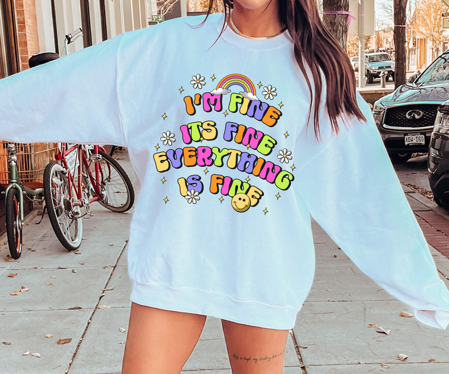 Everything Is Fine Rainbow Emoji T-shirt PNG Design,  Sublimation Tee Motivational Digital Download PNG File, Commercial Use