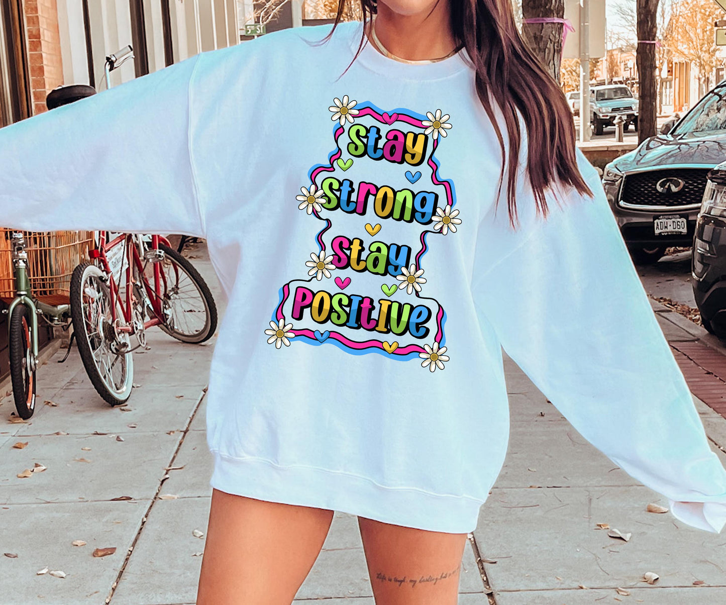 Stay strong Stay Positive T-shirt Sublimation Png Design, Inspirational Quote Png, Retro Groovy Flower, Motivational Png, Positive Quotes, Self Love Png