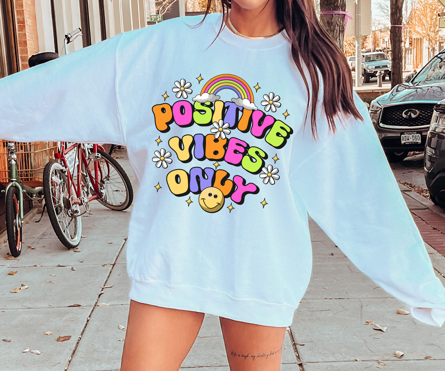 Positive Vibes Only Rainbow Emoji T-shirt PNG Design,  Sublimation Tee Motivational Digital Download PNG File, Commercial Use