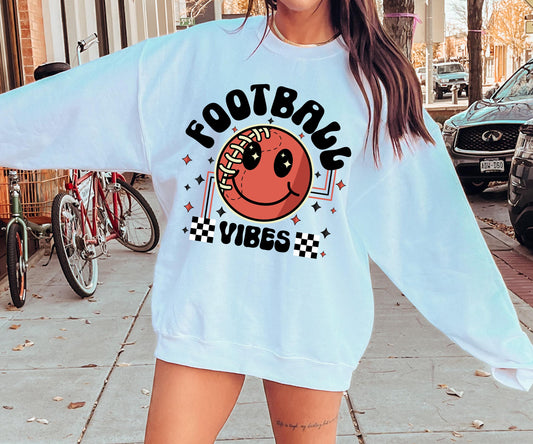 Football VIbes T-shirt Png Design, Retro Smile Sublimation, Groovy Vibes Digital Download PNG File, Commercial Use