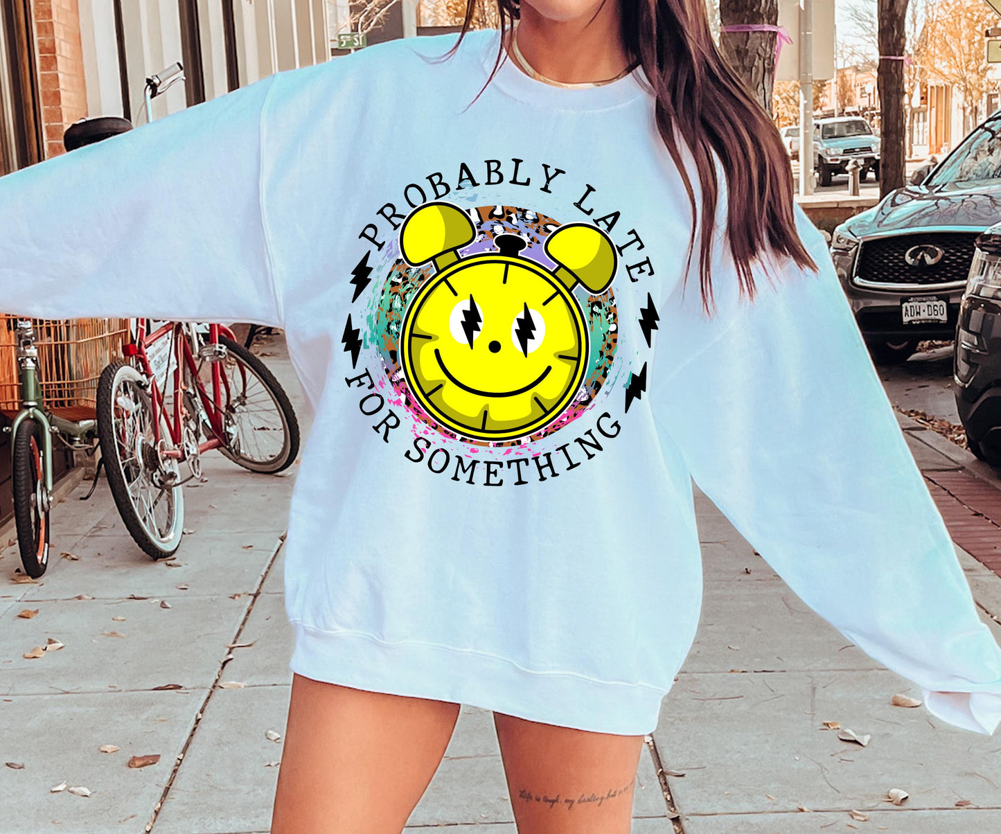 Probably Late for something T-shirt Sublimation Png Design, Inspirational Quote Png, Retro Groovy Flower, Motivational Png, Positive Quotes, Self Love Png