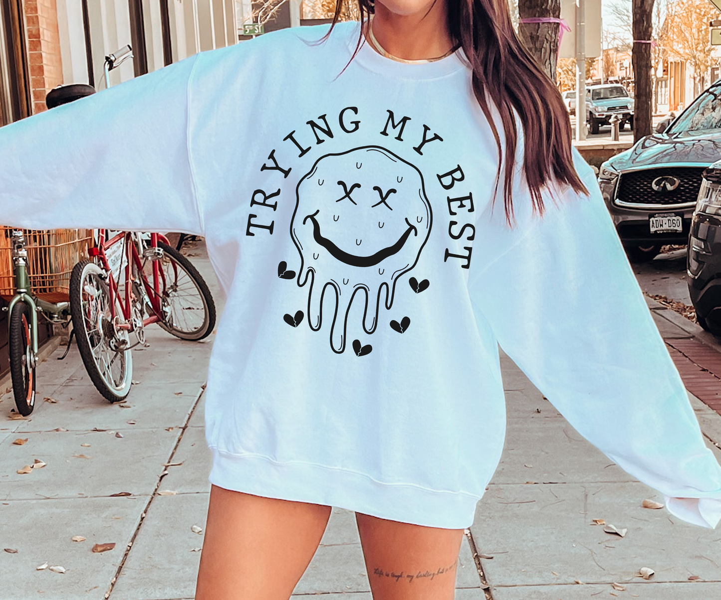 Trying My Best Dead Face Emoji T-shirt PNG Design,  Sublimation Tee Motivational Digital Download PNG File, Commercial Use