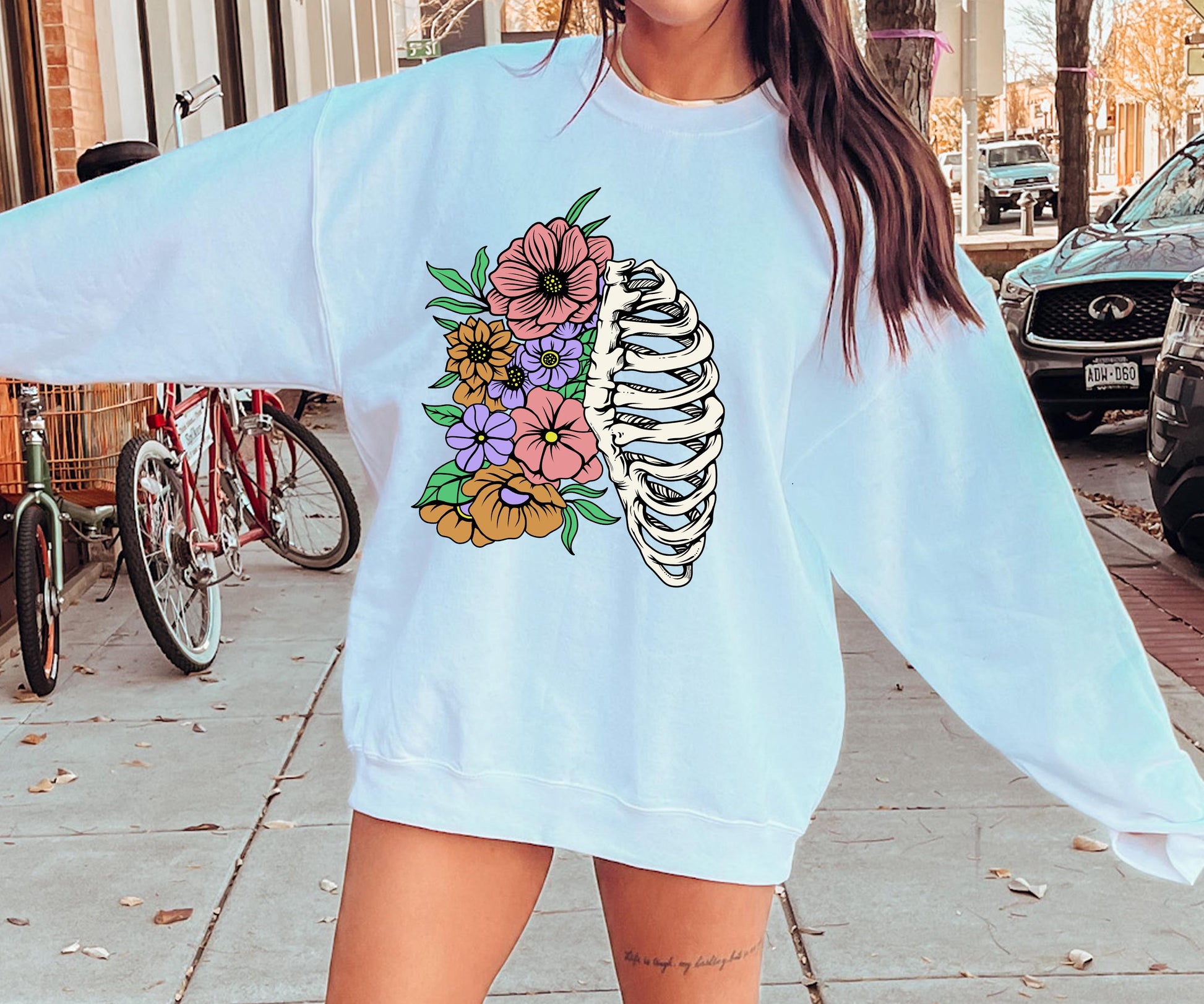 Sublimation PNG Sublimation PNG - Floral Rib Cage Boho T-shirt Png Design, Skeleton Floral Sublimation, Motivational Digital Download PNG File,-Tumblerwrapdesigns