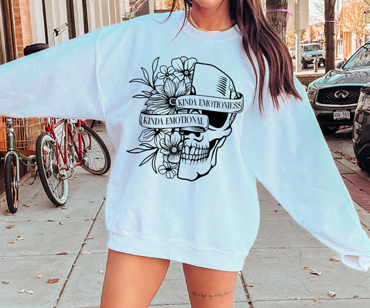 Kinda emotional kinda emotionless  T-shirt Png Design, Skeleton Floral Sublimation, Motivational Digital Download PNG File