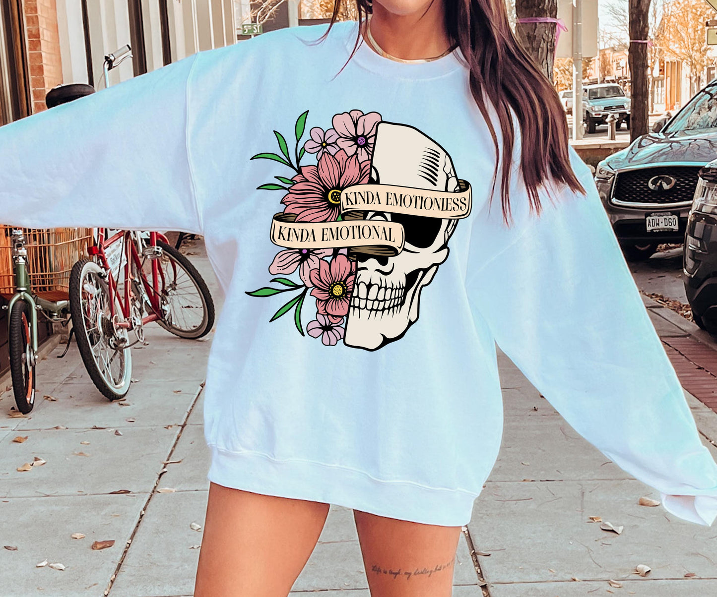 Sublimation PNG Sublimation PNG - Kinda emotional kinda emotionless boho T-shirt Png Design, Skeleton Floral Sublimation, Motivational Digital Download PNG File,-Tumblerwrapdesigns