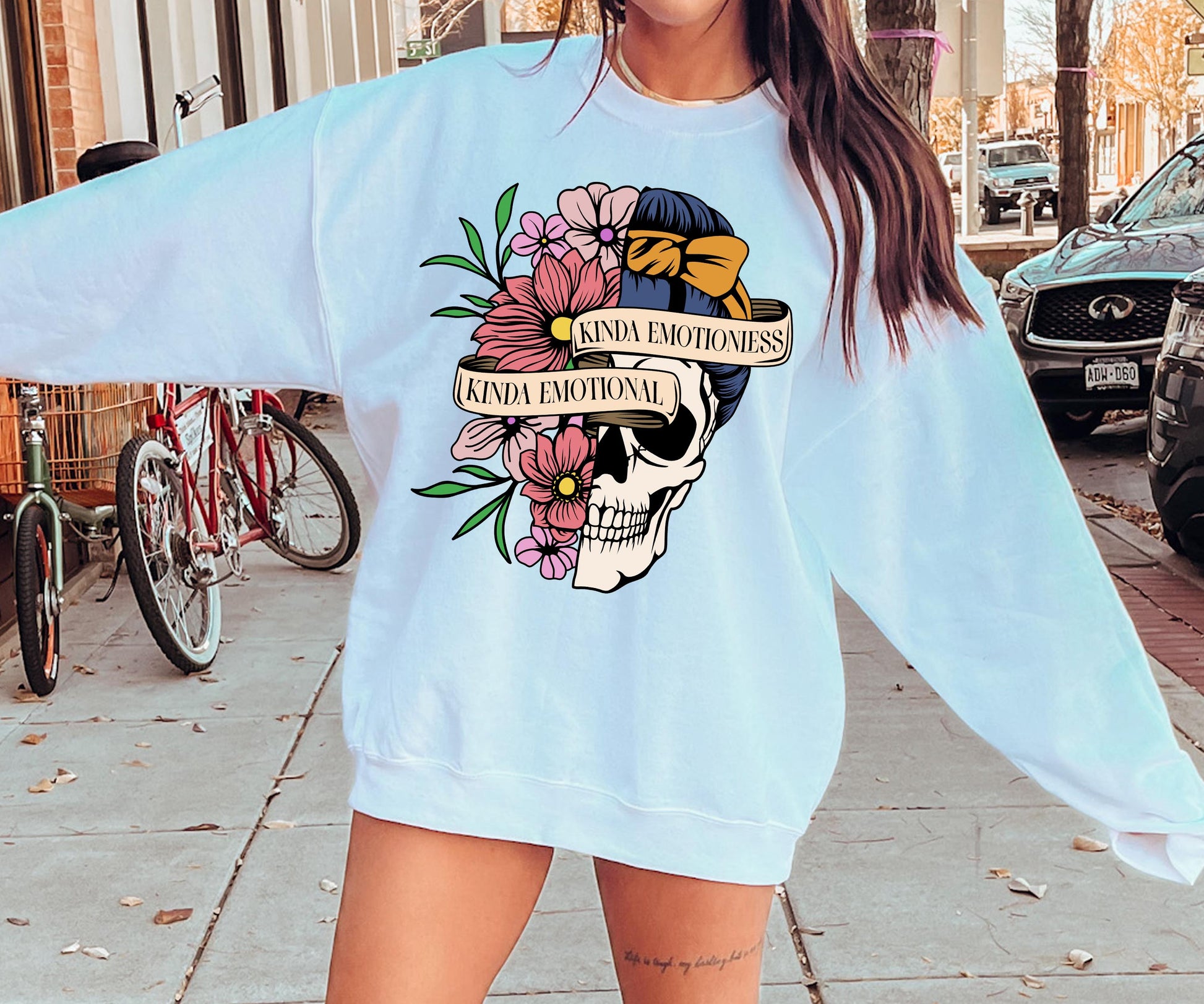 Sublimation PNG Sublimation PNG - Kinda Emotional Kinda Emotionless T-shirt Png Design, Skeleton Floral Sublimation, Motivational Digital Download PNG File,-Tumblerwrapdesigns